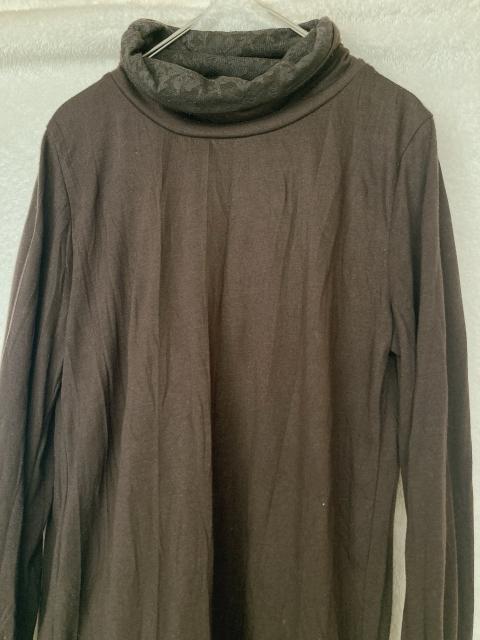 ダークブラウン タートルネック レースネック 長袖 インナー カットソー M N2m < 女性ファッション  ダークブラウン タートルネック レースネック 長袖 インナー カットソー M N2m < 女性ファッションの