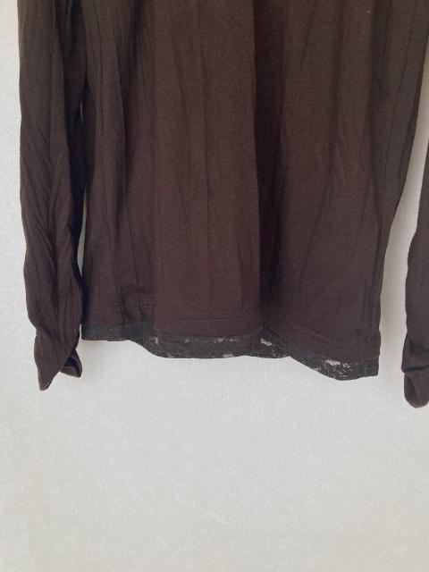 ダークブラウン タートルネック レースネック 長袖 インナー カットソー M N2m < 女性ファッション  ダークブラウン タートルネック レースネック 長袖 インナー カットソー M N2m < 女性ファッションの