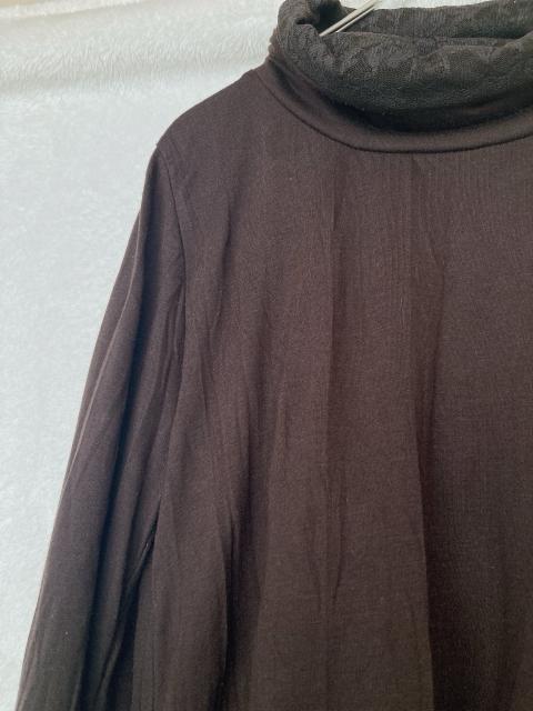 ダークブラウン タートルネック レースネック 長袖 インナー カットソー M N2m < 女性ファッション  ダークブラウン タートルネック レースネック 長袖 インナー カットソー M N2m < 女性ファッションの