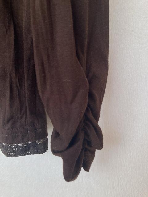 ダークブラウン タートルネック レースネック 長袖 インナー カットソー M N2m < 女性ファッション  ダークブラウン タートルネック レースネック 長袖 インナー カットソー M N2m < 女性ファッションの