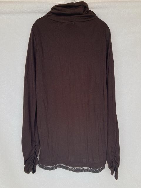 ダークブラウン タートルネック レースネック 長袖 インナー カットソー M N2m < 女性ファッション  ダークブラウン タートルネック レースネック 長袖 インナー カットソー M N2m < 女性ファッションの