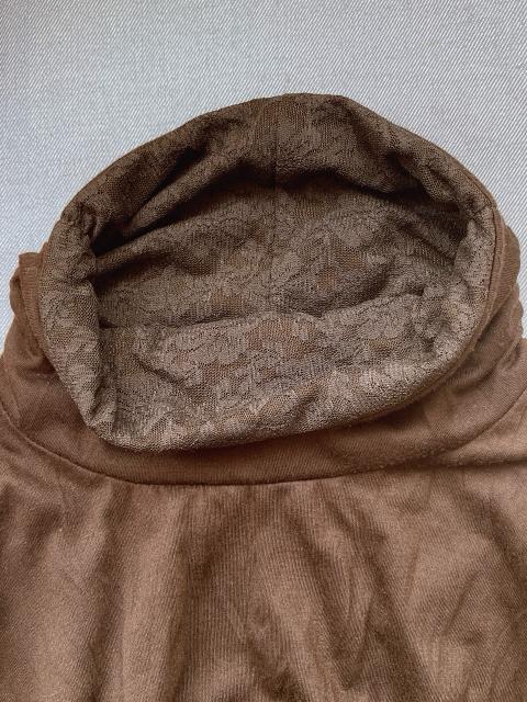 ダークブラウン タートルネック レースネック 長袖 インナー カットソー M N2m < 女性ファッション  ダークブラウン タートルネック レースネック 長袖 インナー カットソー M N2m < 女性ファッションの
