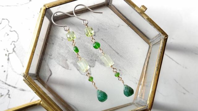 14kgf*春緑のピアス*25002 < 女性アクセサリー/時計  14kgf*春緑のピアス*25002  < 女性アクセサリー/時計の