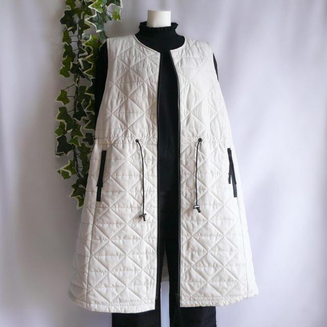 新品 a012 M 上質 キルティング ロングジレ ライトグレー 秋冬 レディース 配色ジップ 大人 きれいめ 上品 高級感 < 女性ファッション 新品 a012 M 上質 キルティング ロングジレ ライトグレー 秋冬 レディース 配色ジップ 大人 きれいめ 上品 高級感 < 女性ファッションの