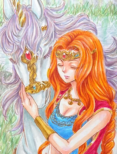 自作イラスト☆オリジナル☆ユニコーンと美女 < アニメ/コミック/キャラクター 自作イラスト☆オリジナル☆ユニコーンと美女 < アニメ/コミック/キャラクターの
