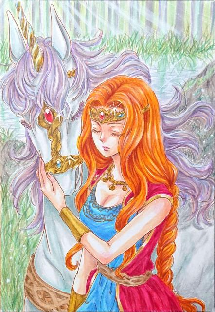 自作イラスト☆オリジナル☆ユニコーンと美女 < アニメ/コミック/キャラクター 自作イラスト☆オリジナル☆ユニコーンと美女 < アニメ/コミック/キャラクターの