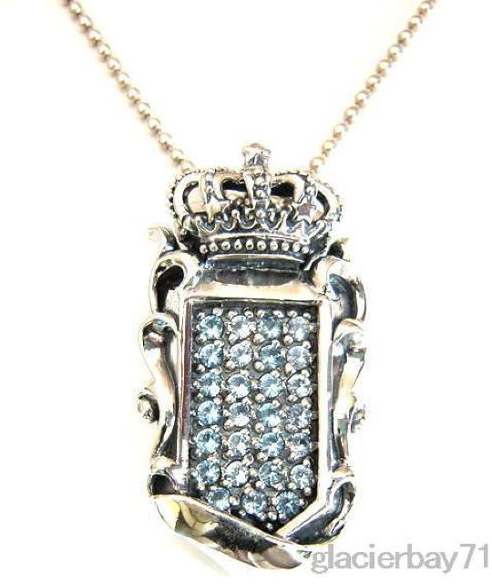 シールドクラウンペンダント シルバー925 withスカイブルー < 男性アクセサリー/時計  シールドクラウンペンダント シルバー925 withスカイブルー  < 男性アクセサリー/時計の