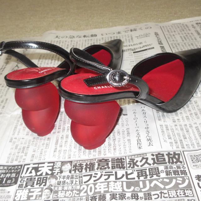 チャールズアンドキース*ハートヒールミュール*パンプス*ヒール(ブラック×レッド系) < 女性ファッション  チャールズアンドキース*ハートヒールミュール*パンプス*ヒール(ブラック×レッド系) < 女性ファッションの