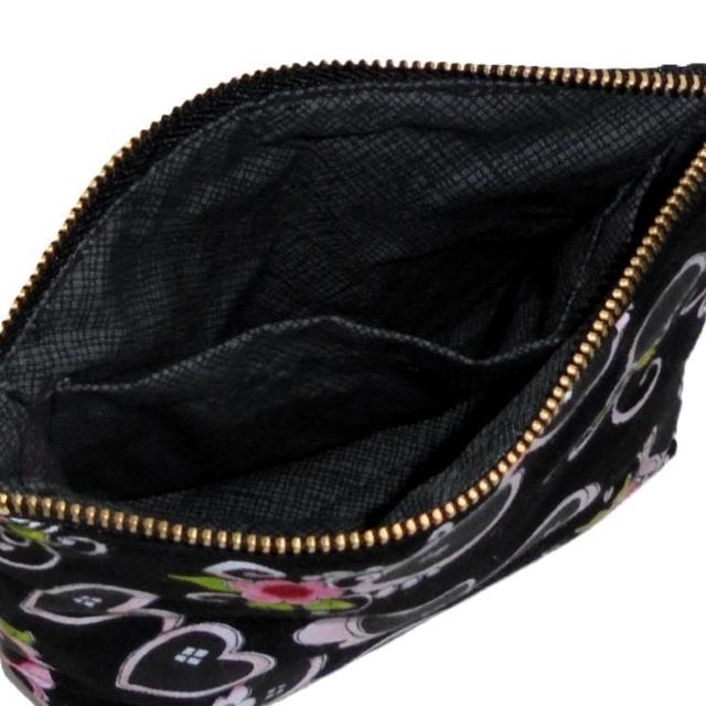 【17p幅】◆ピンク花サングラス×黒地◆ Loralie Harris◆ファスナーポーチ < 女性ファッション 【17p幅】◆ピンク花サングラス×黒地◆ Loralie Harris◆ファスナーポーチ < 女性ファッションの