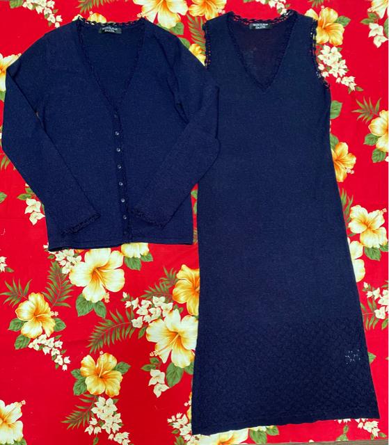 NICE CLAUP☆シンプルネイビー☆ノースリーブワンピ&カーデ2点 < ブランド  NICE CLAUP☆シンプルネイビー☆ノースリーブワンピ&カーデ2点  < ブランドの