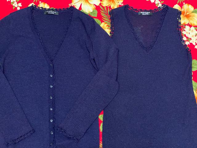 NICE CLAUP☆シンプルネイビー☆ノースリーブワンピ&カーデ2点 < ブランド  NICE CLAUP☆シンプルネイビー☆ノースリーブワンピ&カーデ2点 < ブランドの