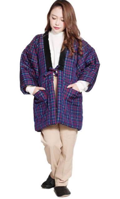 袢天 はんてん レディース 女性用 LLサイズ どてら 格子柄 中綿 綿入れ 半てん ちゃんちゃんこ 部屋着 ルームウェア 防寒着 < 女性ファッション  袢天 はんてん レディース 女性用 LLサイズ どてら 格子柄 中綿 綿入れ 半てん ちゃんちゃんこ 部屋着 ルームウェア 防寒着  < 女性ファッションの