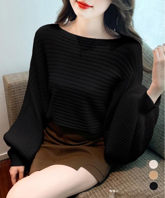 送料無料 新品 ドルマンニット リブニットトップス 秋冬 < 女性ファッション  送料無料 新品 ドルマンニット リブニットトップス 秋冬  < 女性ファッションの