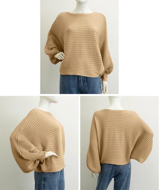 送料無料 新品 ドルマンニット リブニットトップス 秋冬 < 女性ファッション  送料無料 新品 ドルマンニット リブニットトップス 秋冬 < 女性ファッションの