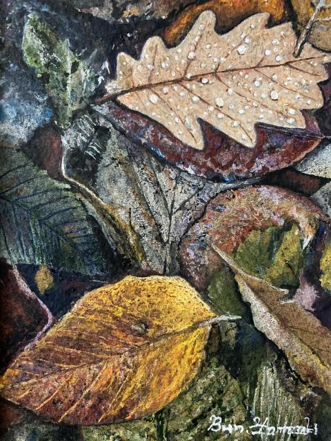 絵画 水彩画 ガッシュ水彩・透明水彩『枯葉(落ち葉)』新品・真作保証 原画 < ホビー 絵画 水彩画 ガッシュ水彩・透明水彩『枯葉(落ち葉)』新品・真作保証 原画 < ホビーの