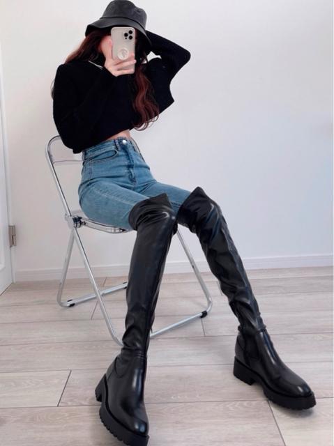 GRL タンクソールストレッチレザーロングブーツ < ブランド  GRL タンクソールストレッチレザーロングブーツ < ブランドの