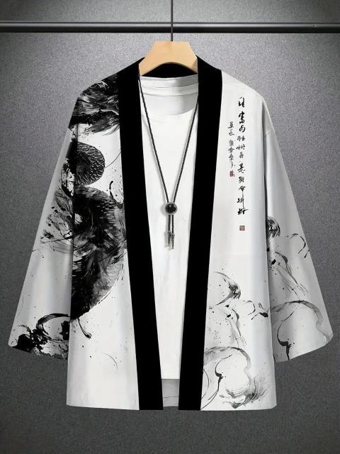 爆ヤス価格1590円メンズ着物 ジオメトリックプリントの和風ローブ、長袖&クロスネックデザインUSAサイズS(日本サイズL) < 男性ファッション 爆ヤス価格1590円メンズ着物 ジオメトリックプリントの和風ローブ、長袖&クロスネックデザインUSAサイズS(日本サイズL) < 男性ファッションの