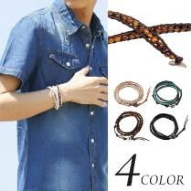 3連 天然石 オニキス ぐるぐる巻き ラップブレス 箱付 < 男性アクセサリー/時計 3連 天然石 オニキス ぐるぐる巻き ラップブレス 箱付 < 男性アクセサリー/時計の