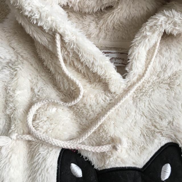 黒猫キャラワッペン&クマ耳シャギーボアパーカープルオーバー白 < 女性ファッション 黒猫キャラワッペン&クマ耳シャギーボアパーカープルオーバー白 < 女性ファッションの