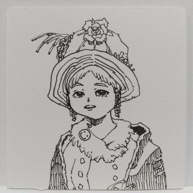 オリジナルイラスト手描きイラストハンドメイド 原画白黒ニコ女の子インテリアモノクロ花絵 < アニメ/コミック/キャラクター  オリジナルイラスト手描きイラストハンドメイド 原画白黒ニコ女の子インテリアモノクロ花絵 < アニメ/コミック/キャラクターの