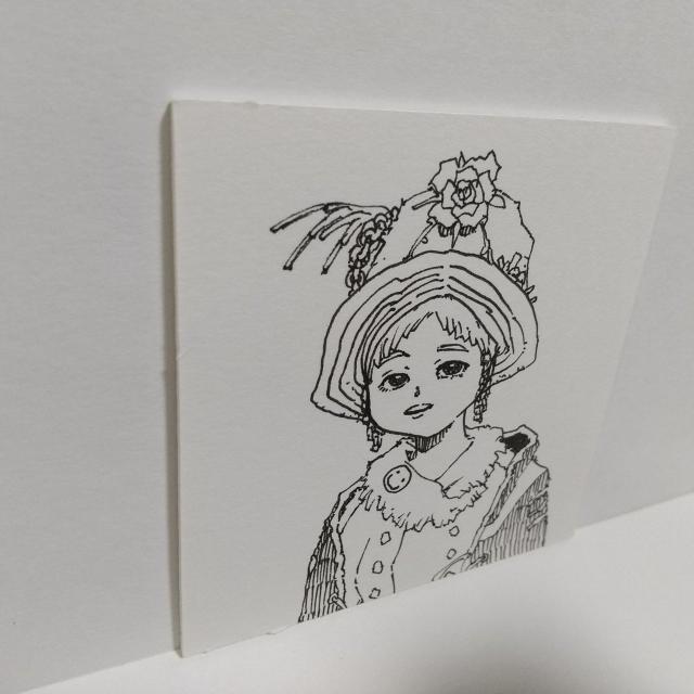 オリジナルイラスト手描きイラストハンドメイド 原画白黒ニコ女の子インテリアモノクロ花絵 < アニメ/コミック/キャラクター  オリジナルイラスト手描きイラストハンドメイド 原画白黒ニコ女の子インテリアモノクロ花絵 < アニメ/コミック/キャラクターの