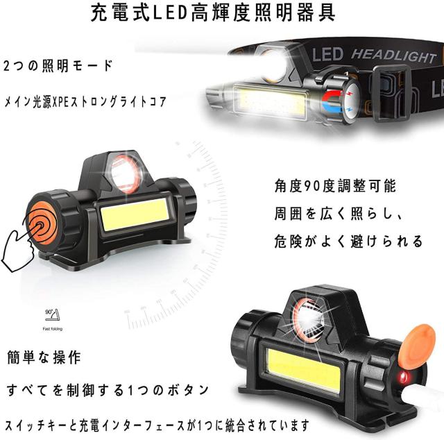 ヘッドライト 充電式 LEDヘッドライト USB 小型軽量 高輝度 < レジャー/スポーツ  ヘッドライト 充電式 LEDヘッドライト USB 小型軽量 高輝度 < レジャー/スポーツの