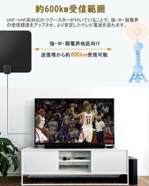 室内アンテナ テレビアンテナ 受信範囲 約600KM 4K 360度全方位受信 HDTVアンテナ 信号ブースター内蔵 < 家電/AV  室内アンテナ テレビアンテナ 受信範囲 約600KM 4K 360度全方位受信 HDTVアンテナ 信号ブースター内蔵 < 家電/AVの