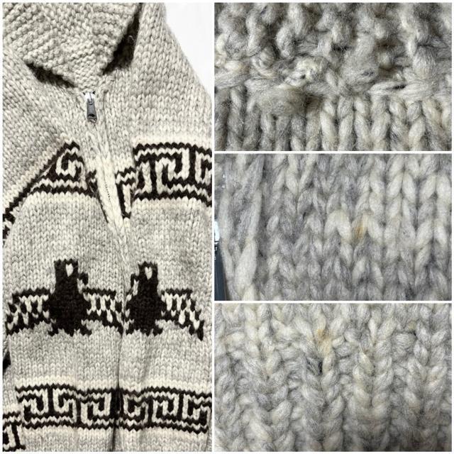 Swan カナダ製 ウール 毛 カウチン セーター 太毛糸 ニット ジャケット アメカジ ワーク ミリタリー 冬 アウター 古着 < 男性ファッション Swan カナダ製 ウール 毛 カウチン セーター 太毛糸 ニット ジャケット アメカジ ワーク ミリタリー 冬 アウター 古着 < 男性ファッションの