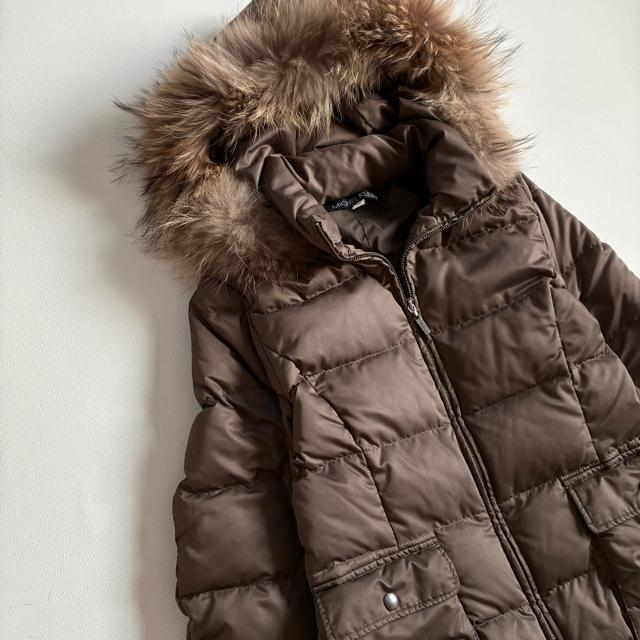 ◆美品◆ミッシェルクラン◆ラクーンファー◆ショートダウンジャケット◆ブラウン◆M < ブランド ◆美品◆ミッシェルクラン◆ラクーンファー◆ショートダウンジャケット◆ブラウン◆M < ブランドの