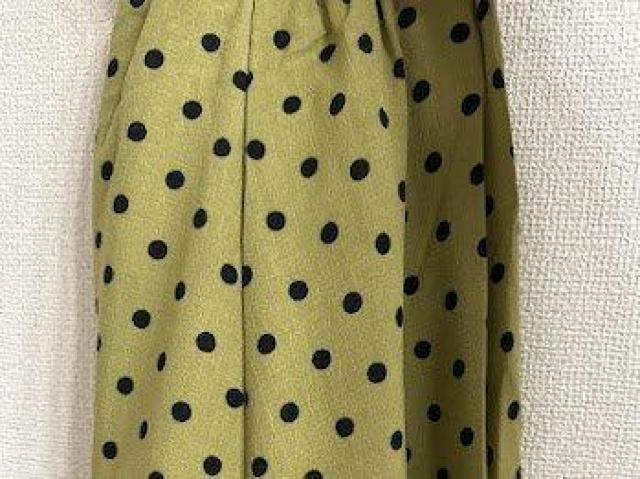 ドット柄 ロング スカート 春夏服 ボトムス グリーン < 女性ファッション ドット柄 ロング スカート 春夏服 ボトムス グリーン < 女性ファッションの