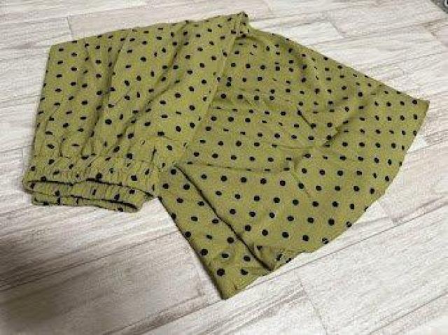 ドット柄 ロング スカート 春夏服 ボトムス グリーン < 女性ファッション ドット柄 ロング スカート 春夏服 ボトムス グリーン < 女性ファッションの