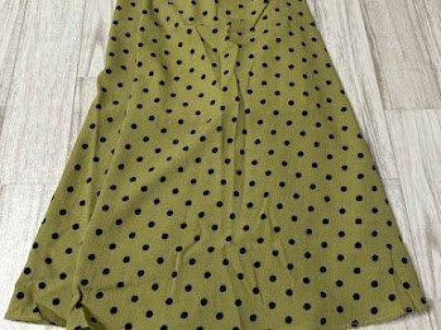 ドット柄 ロング スカート 春夏服 ボトムス グリーン < 女性ファッション ドット柄 ロング スカート 春夏服 ボトムス グリーン < 女性ファッションの