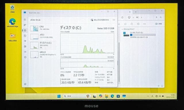 mouse Corei5 16GB SSD512GB Windows11 WebJ m[gp\R Office2024  PC{/Ӌ@ 