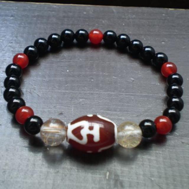 *宝瓶天珠*オニキスxカーネリアンxルチルクォーツブレスレット < 女性アクセサリー/時計 *宝瓶天珠*オニキスxカーネリアンxルチルクォーツブレスレット < 女性アクセサリー/時計の