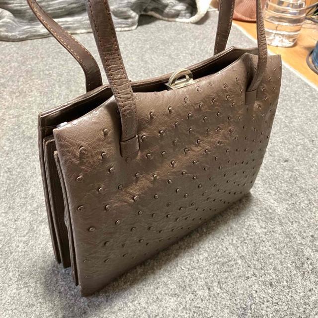 【アンティーク】 オーストリッチ 型押し / がま口 ハンドバッグ < 女性ファッション  【アンティーク】 オーストリッチ 型押し / がま口 ハンドバッグ  < 女性ファッションの