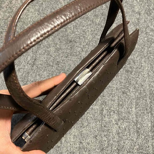 【アンティーク】 オーストリッチ 型押し / がま口 ハンドバッグ < 女性ファッション  【アンティーク】 オーストリッチ 型押し / がま口 ハンドバッグ < 女性ファッションの