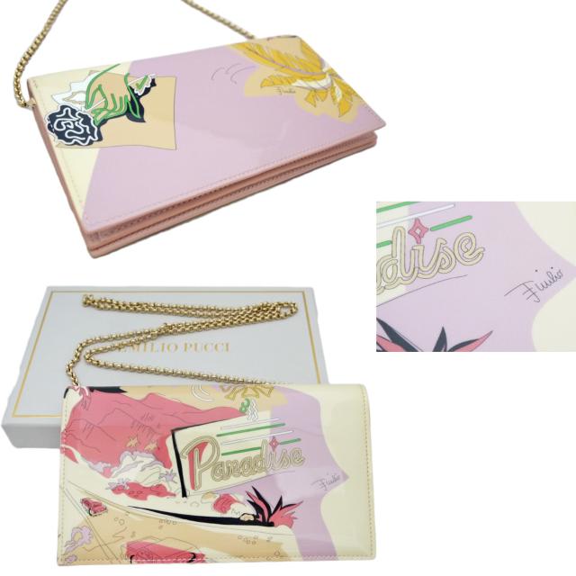 新品エミリオプッチEMILIO PUCCIチェーン付き長財布クラッチハ < ブランド 新品エミリオプッチEMILIO PUCCIチェーン付き長財布クラッチハ < ブランドの