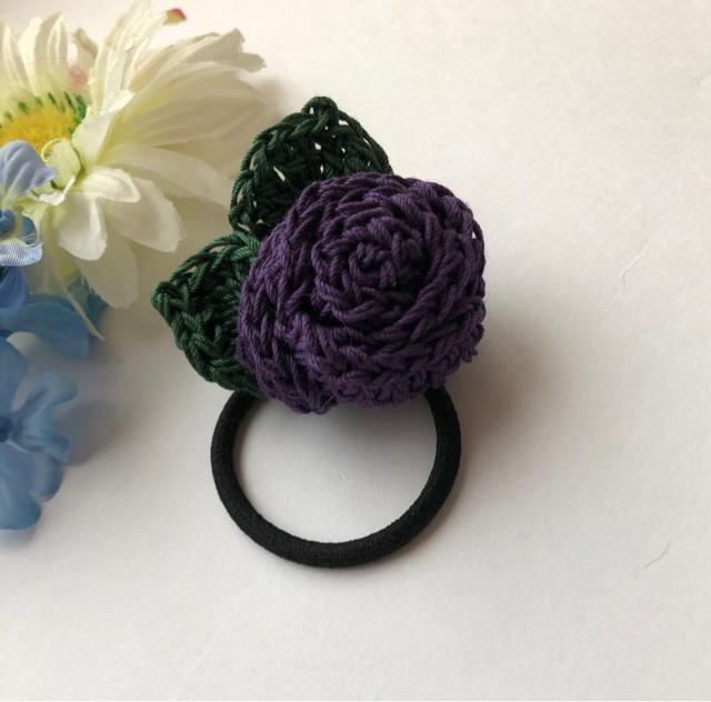 ハンドメイド ヘアゴム ブローチ巻き巻き薔薇 パープル < 女性ファッション  ハンドメイド ヘアゴム ブローチ巻き巻き薔薇 パープル < 女性ファッションの