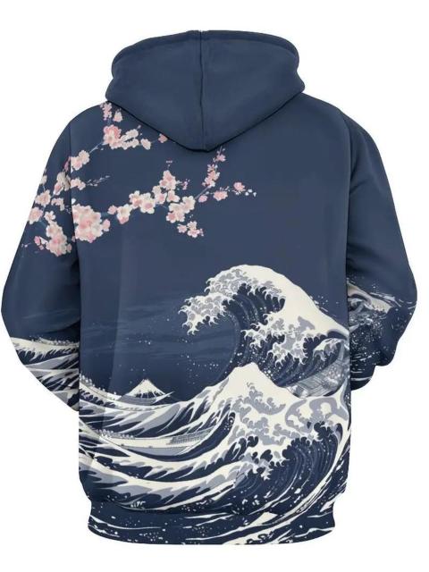 爆ヤス価格2390円★メンズノベルティ3D波と花柄プリントフード付きスウェットシャツ ドUSAサイズM(日本サイズXL相当) < 男性ファッション  爆ヤス価格2390円★メンズノベルティ3D波と花柄プリントフード付きスウェットシャツ ドUSAサイズM(日本サイズXL相当) < 男性ファッションの