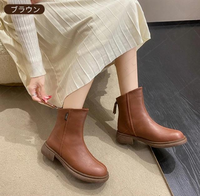 ショートブーツ 3cmヒール ブラウン 24.5cm送料込み < 女性ファッション ショートブーツ 3cmヒール ブラウン 24.5cm送料込み < 女性ファッションの