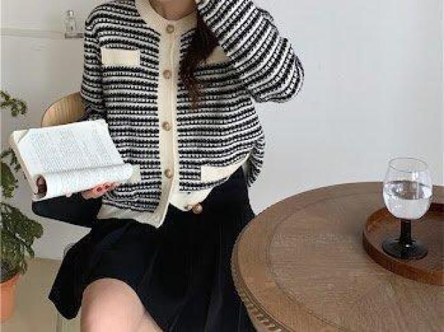 レトロ ツイード柄 ニットカーディガン ニット ホワイト < 女性ファッション レトロ ツイード柄 ニットカーディガン ニット ホワイト < 女性ファッションの