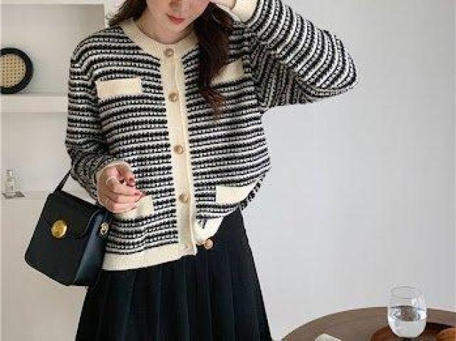 レトロ ツイード柄 ニットカーディガン ニット ホワイト < 女性ファッション レトロ ツイード柄 ニットカーディガン ニット ホワイト < 女性ファッションの