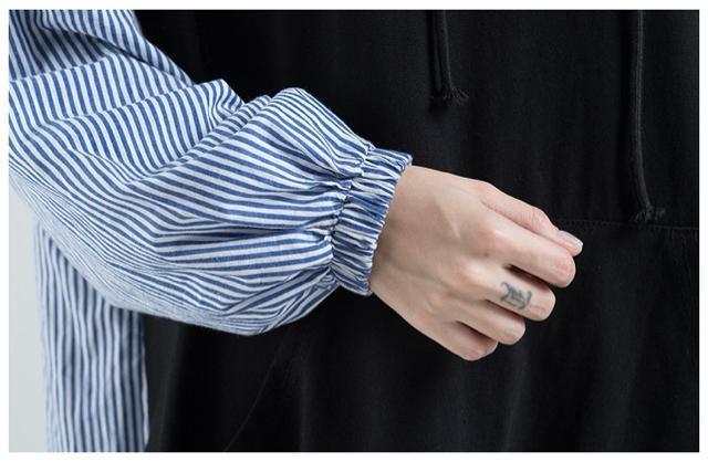 パーカー ストライプ柄切り替え チュニック 大きいサイズ < 女性ファッション パーカー ストライプ柄切り替え チュニック 大きいサイズ < 女性ファッションの