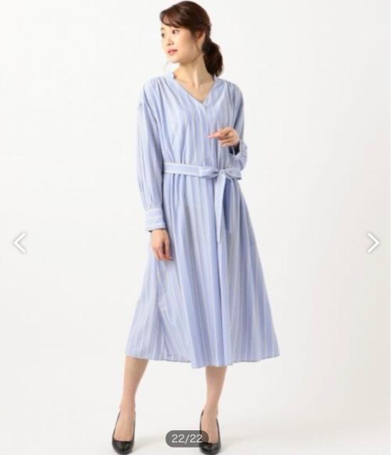 ◆美品◆3.1万◆23区◆ストライプジャージーワンピース◆ロング◆ブルー◆M < ブランド ◆美品◆3.1万◆23区◆ストライプジャージーワンピース◆ロング◆ブルー◆M < ブランドの