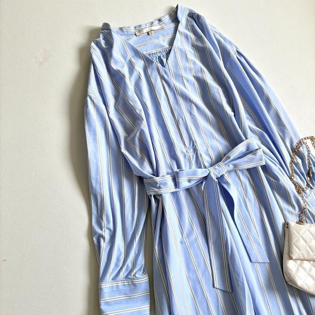 ◆美品◆3.1万◆23区◆ストライプジャージーワンピース◆ロング◆ブルー◆M < ブランド ◆美品◆3.1万◆23区◆ストライプジャージーワンピース◆ロング◆ブルー◆M < ブランドの