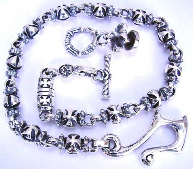 シルバー925 フック&クロスボールウォレットチェーン < 男性アクセサリー/時計  シルバー925 フック&クロスボールウォレットチェーン < 男性アクセサリー/時計の