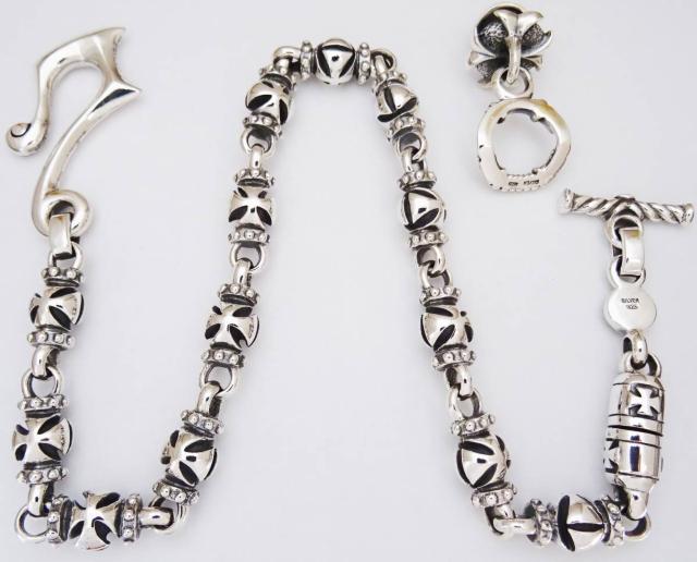 シルバー925 フック&クロスボールウォレットチェーン < 男性アクセサリー/時計  シルバー925 フック&クロスボールウォレットチェーン < 男性アクセサリー/時計の