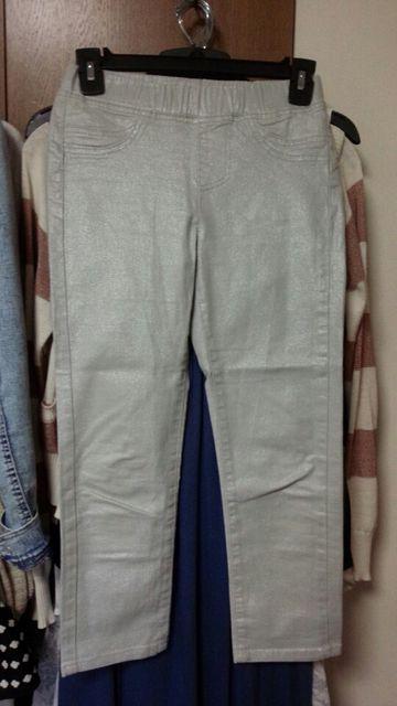 シルバーラメ入りスキニーパンツサブリナウエストゴム丈S7号 < 女性ファッション  シルバーラメ入りスキニーパンツサブリナウエストゴム丈S7号  < 女性ファッションの