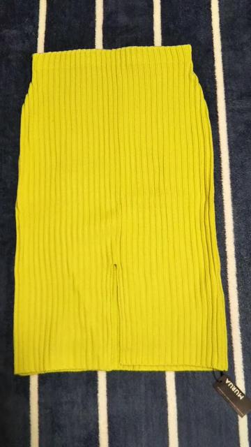 ☆MURUA膝丈リブニットタイト☆新品タグ付きライム < 女性ファッション  ☆MURUA膝丈リブニットタイト☆新品タグ付きライム < 女性ファッションの