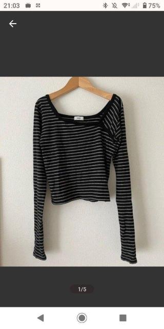 ※Allege. 変形 ボーダーカットソー 長袖Tシャツ ブラック < 女性ファッション  ※Allege. 変形 ボーダーカットソー 長袖Tシャツ ブラック  < 女性ファッションの
